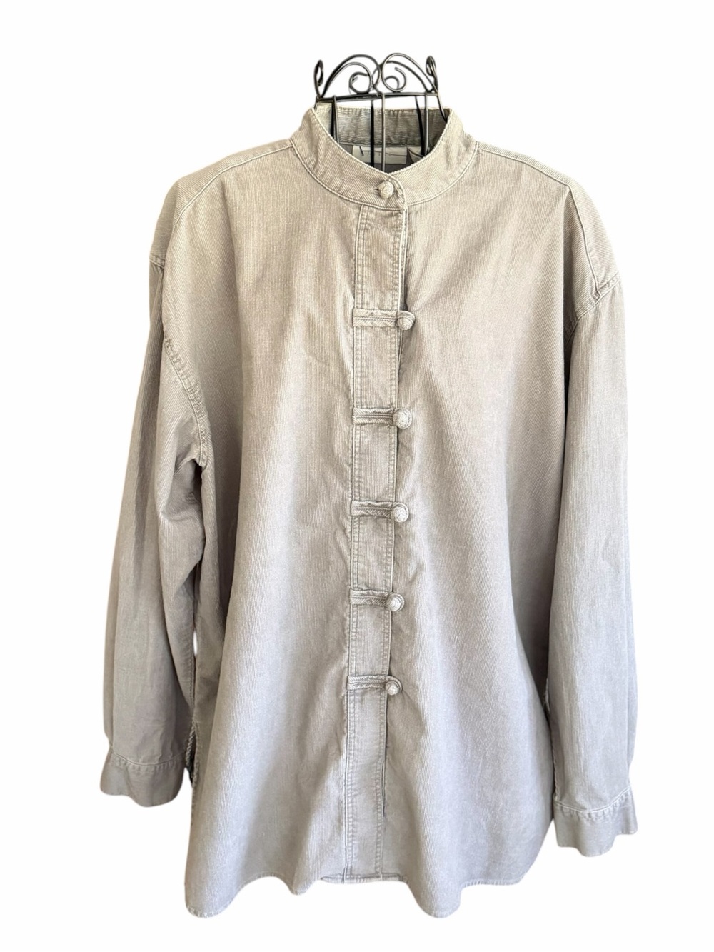 J.Jill Washed Light Gray Cotton Corduroy Shirt Jacket Shacket Women's Size Large